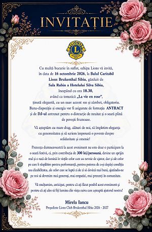 Bal caritabil “La vie en Rose” LC Sibiu BRUKENTHAL