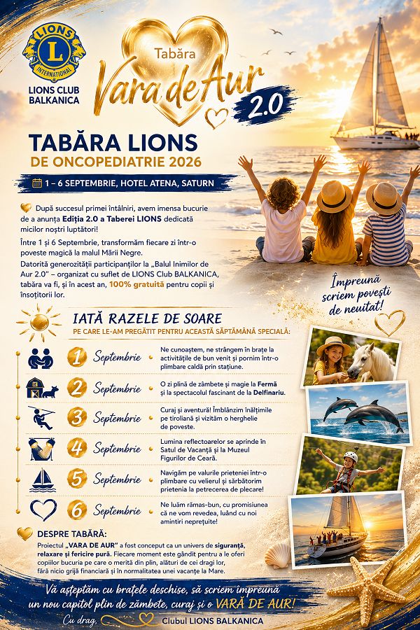 Tabara LIONS de oncopediatrie "VARA DE AUR" 2.0 Marea Neagra - Lions Club CONSTANTA BALKANICA